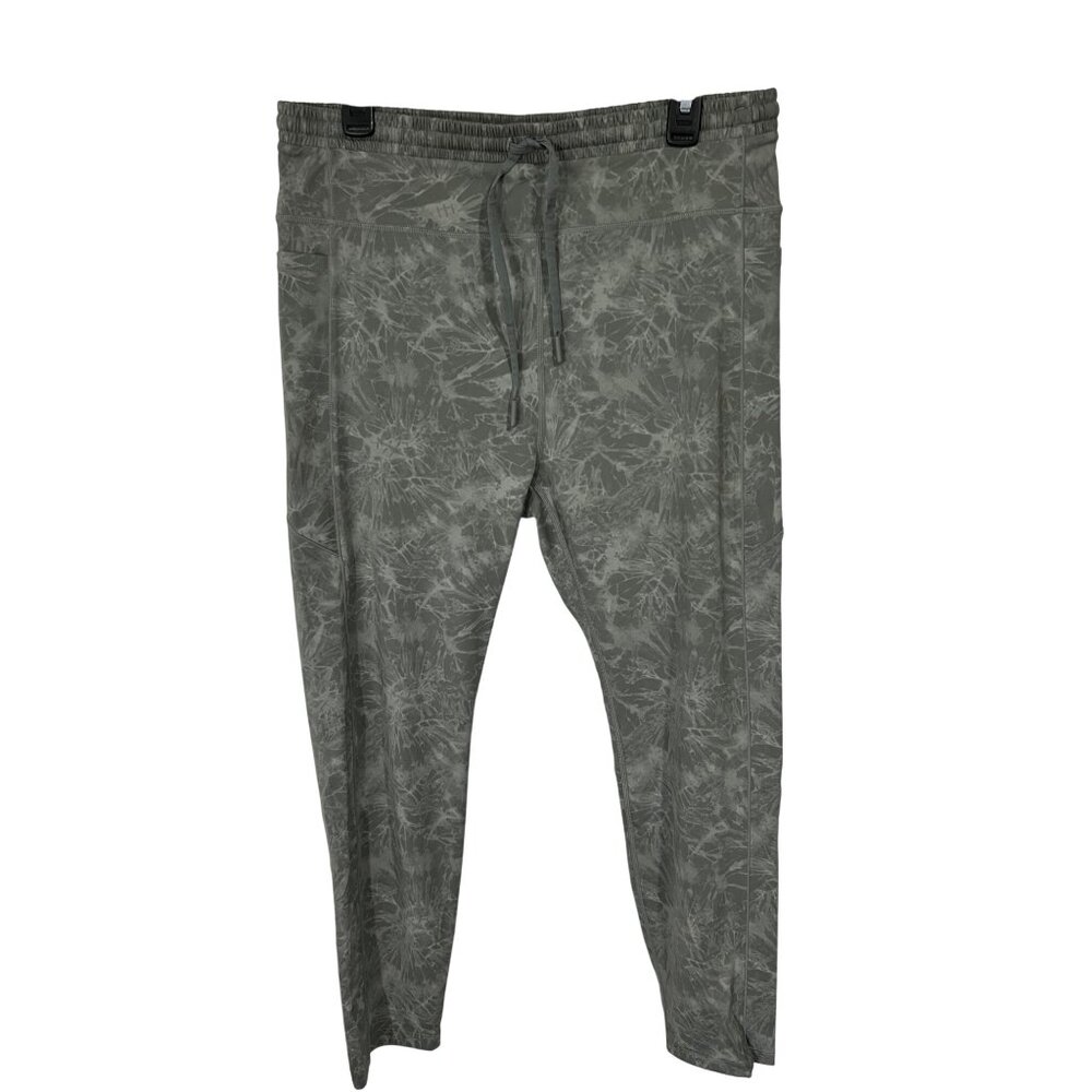 Zyia Active Tie-Dye Gray Drawstring Joggers Size 16-18 Lightweight Nylon/Spandex